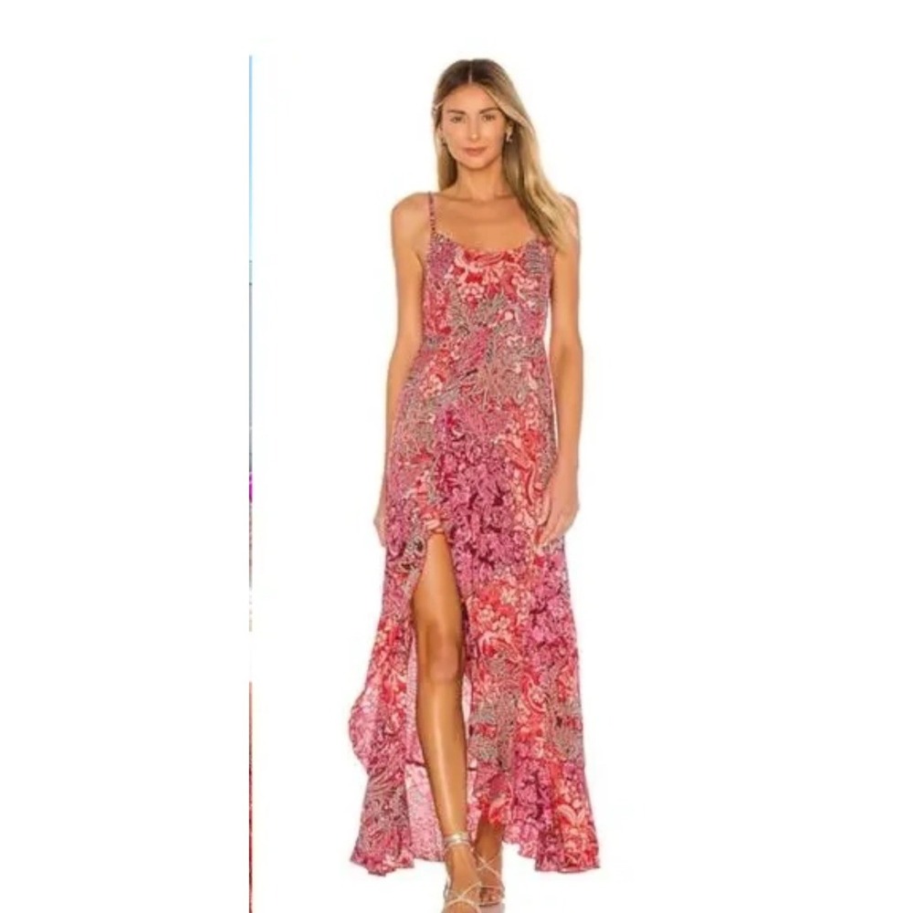 Free People Forever Yours‎ Smocked Slip Red Maxi Dress Size M Boho Beachy